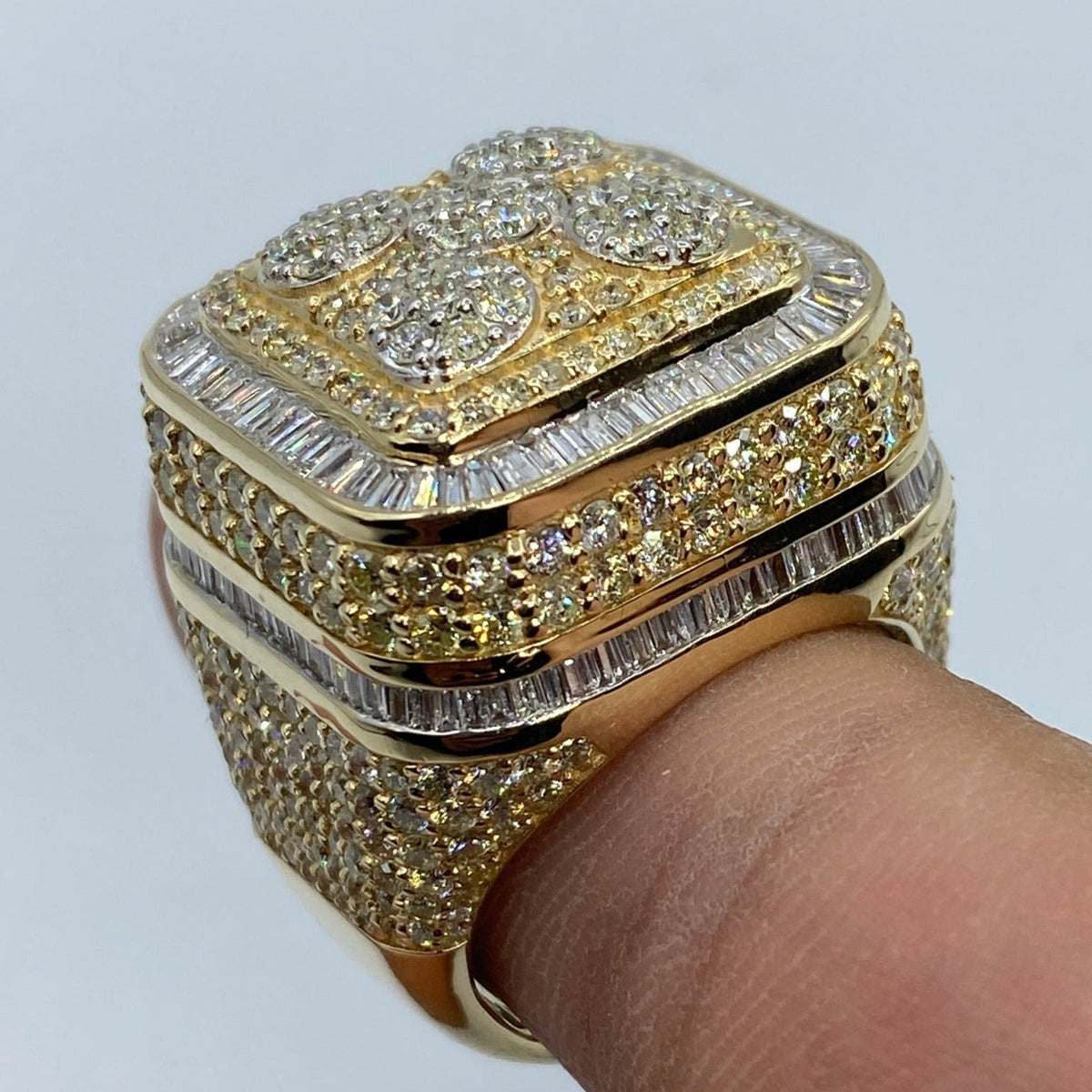 14K Gold Jumbo Square Tower Diamond Baguette Ring - additional product view 4
