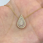 14K Gold 3 Tier Drip Drop Tear CZ Pendant Necklace - additional product view 2