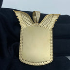 10K Gold Rectangle Angel Wings Picture Photo CZ Pendant - additional product view 4