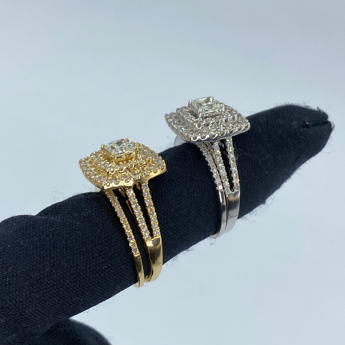 14K Gold Square Halo Baguette Center Stone Engagement Diamond Ring - additional product view 5