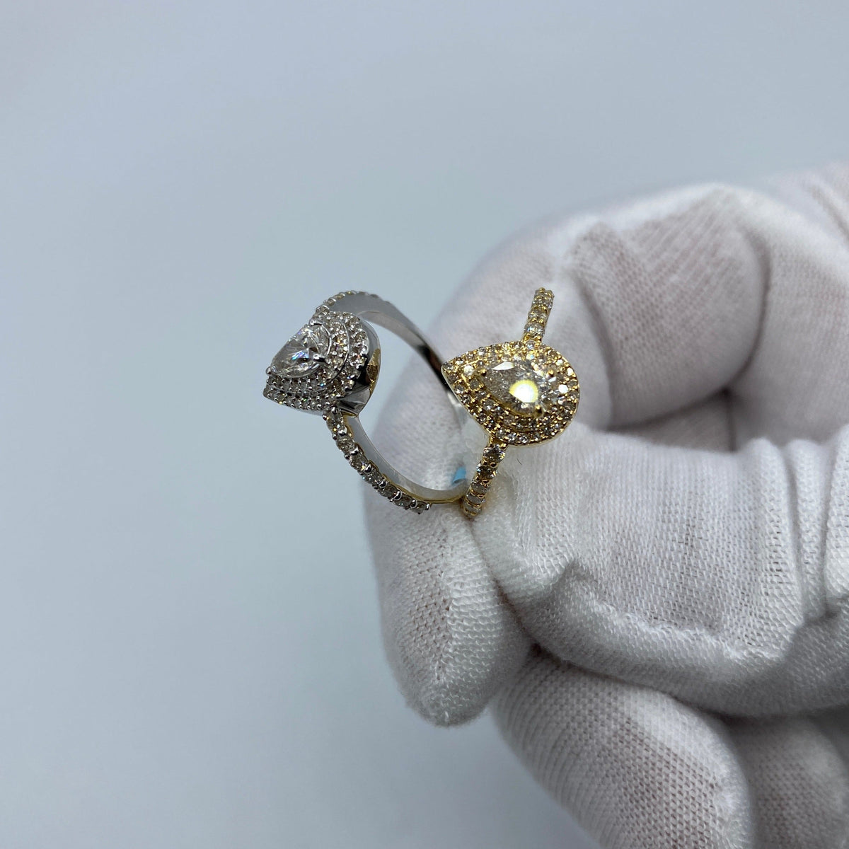 14K Gold Large Pear Stone Diamond Engagement Ring - additional product view 2