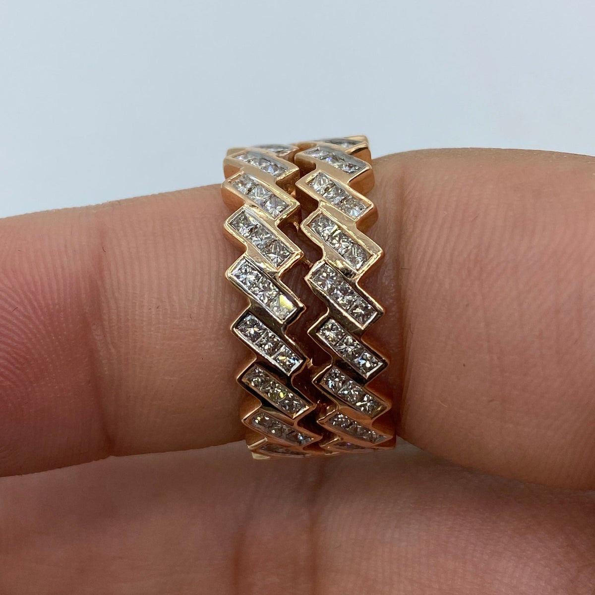 14K Gold Double Eternity Baguette Cuban Link Diamond Ring - additional product view 3