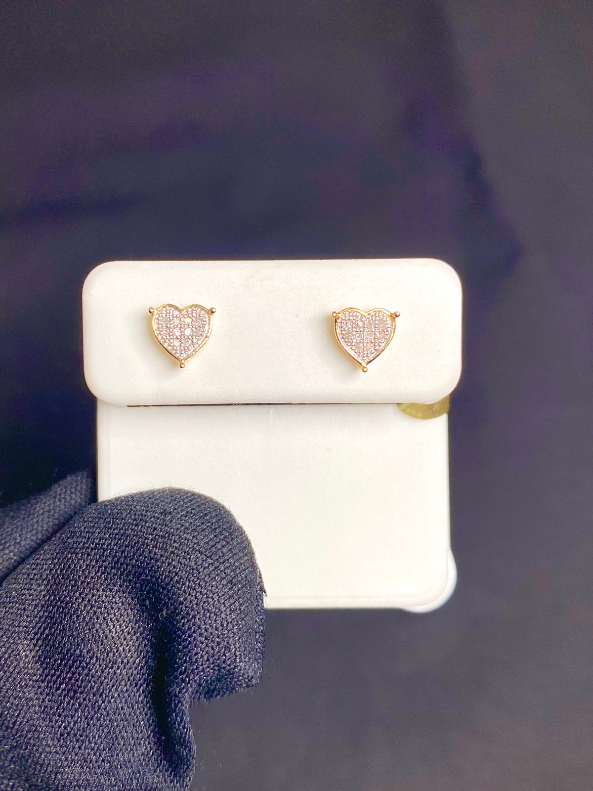 10K Gold Castle Heart Diamond Earrings - additional product view 5