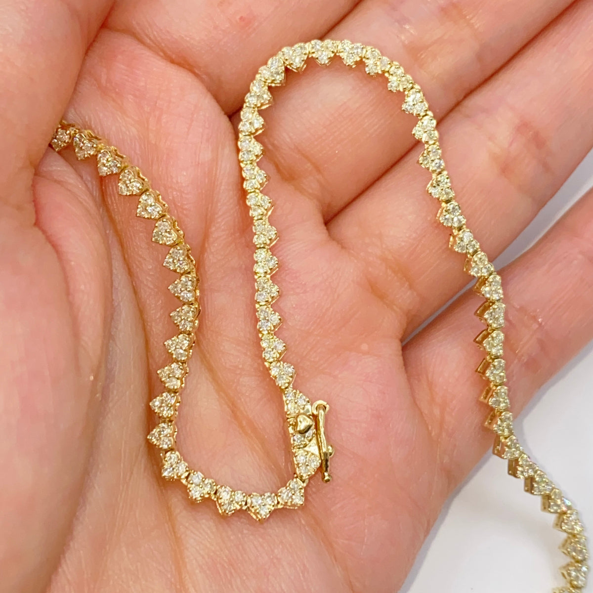 10K Gold Heart Tennis Chain Diamond Necklace - additional product view 3