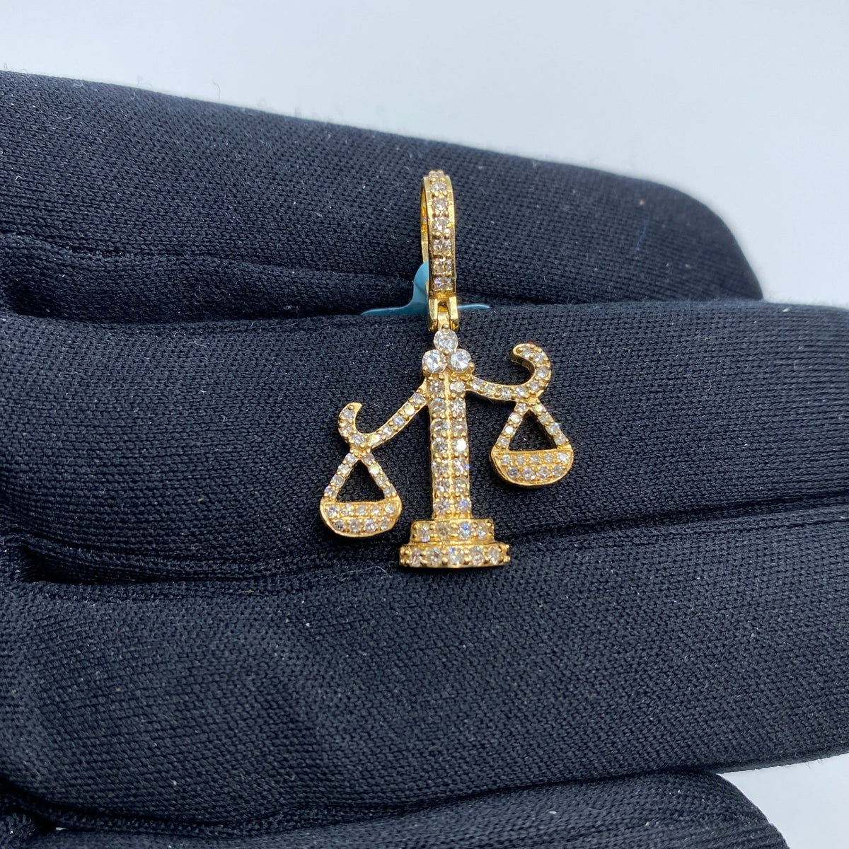 14K Gold Libra Scale of Justice Diamond Pendant - additional product view 2