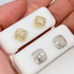 14K Gold 8mm Rounded Square Diamond Baguette Earrings - additional product view 2