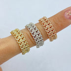 10K Gold Double Monaco Cuban Link Diamond Ring - additional product view 3