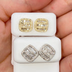 14K Gold 8.7mm Rounded Square Baguette Diamond Earrings - additional product view 2