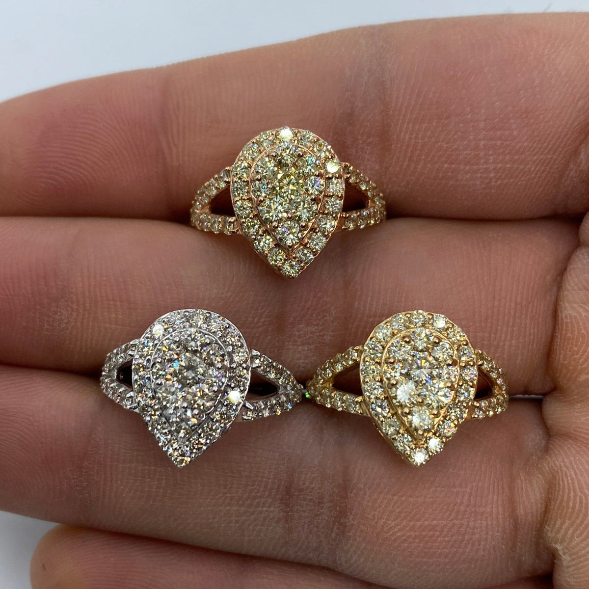14K Gold Large Pear Shape Diamond Engagement Ring - additional product view 2