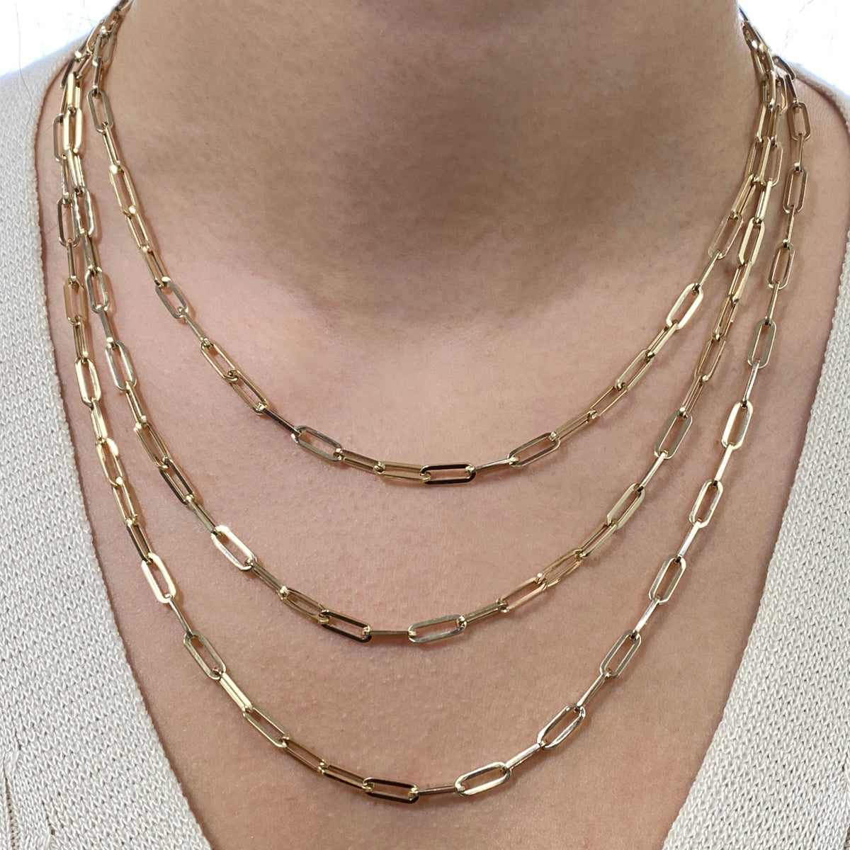 14K Gold 3.8mm Paper Clip Chain 16 in-20 in - additional product view 2