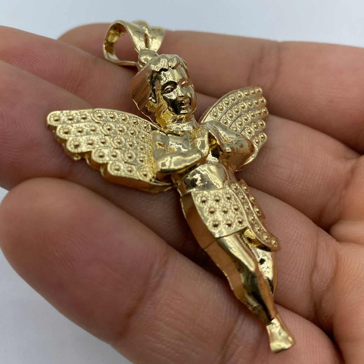 14K Gold Baby Angel Pendant 2.5 in - additional product view 7