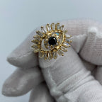 14K Gold Lady Evil Eye Baguette Diamond Ring in yellow gold - close-up product photo