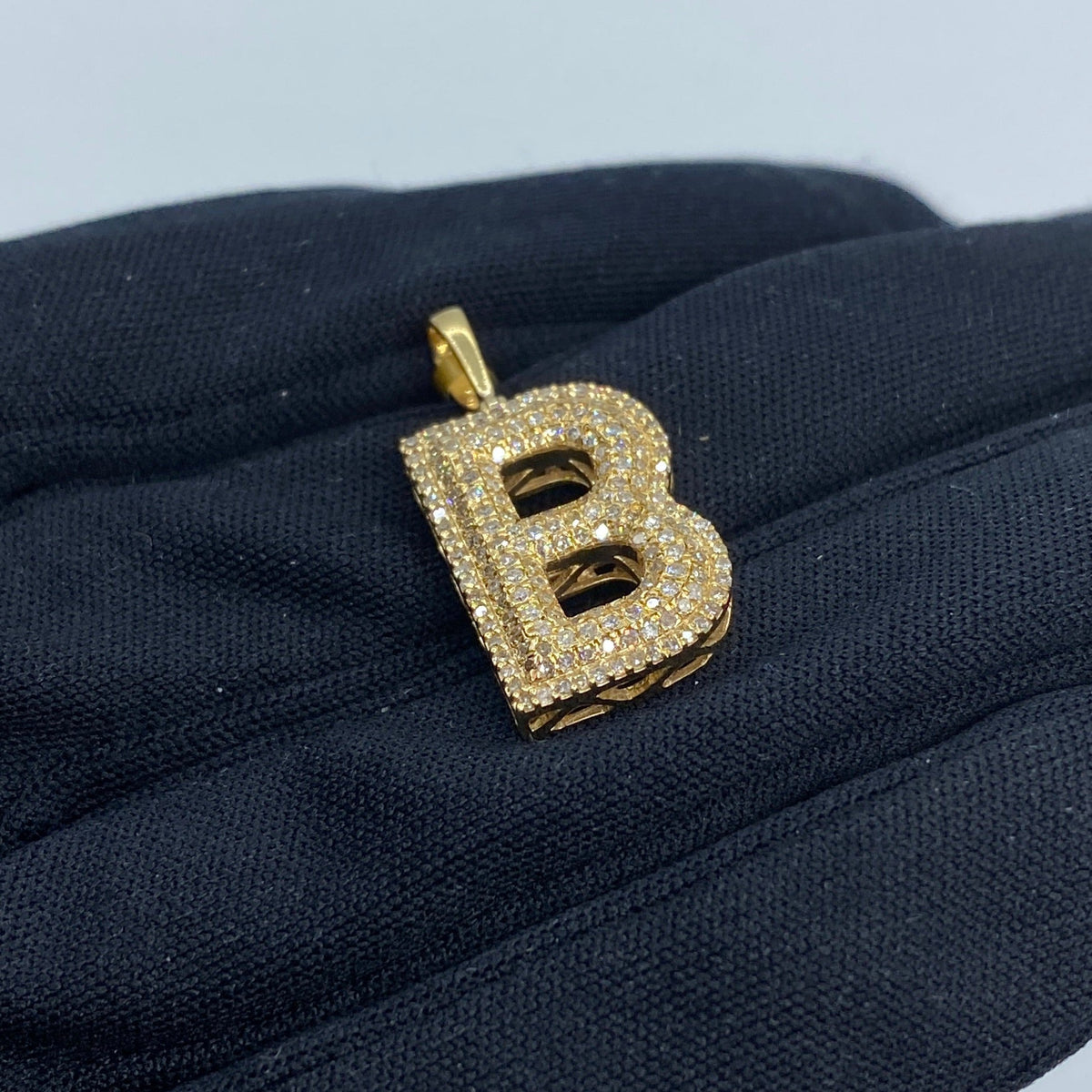 Initial B Bubble Diamond Pendant - additional product view 4
