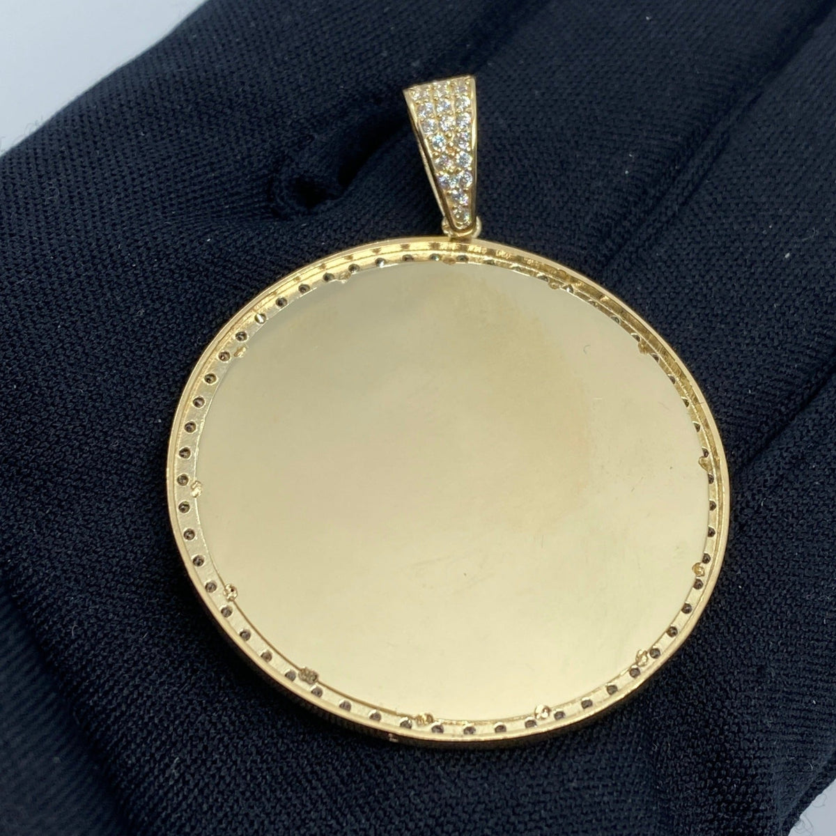 14K Gold Circle Picture Photo CZ Pendant - additional product view 4