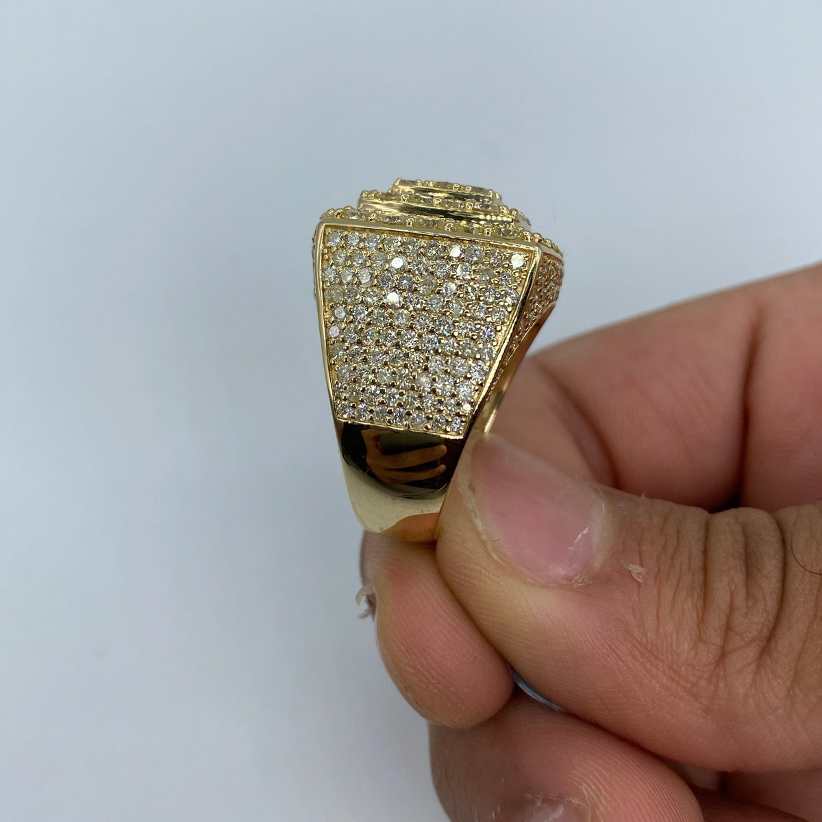 14K Gold Square Jumbo Italian Diamond Ring - additional product view 3
