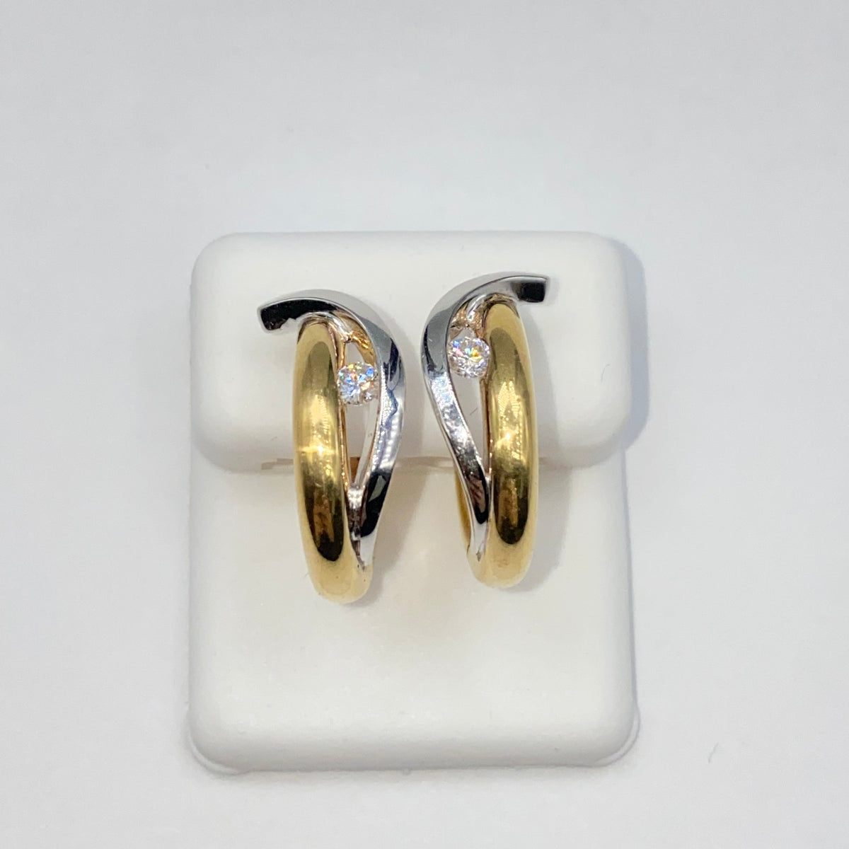 18K Gold Divine Two-Tone Diamond Earrings - additional product view 5