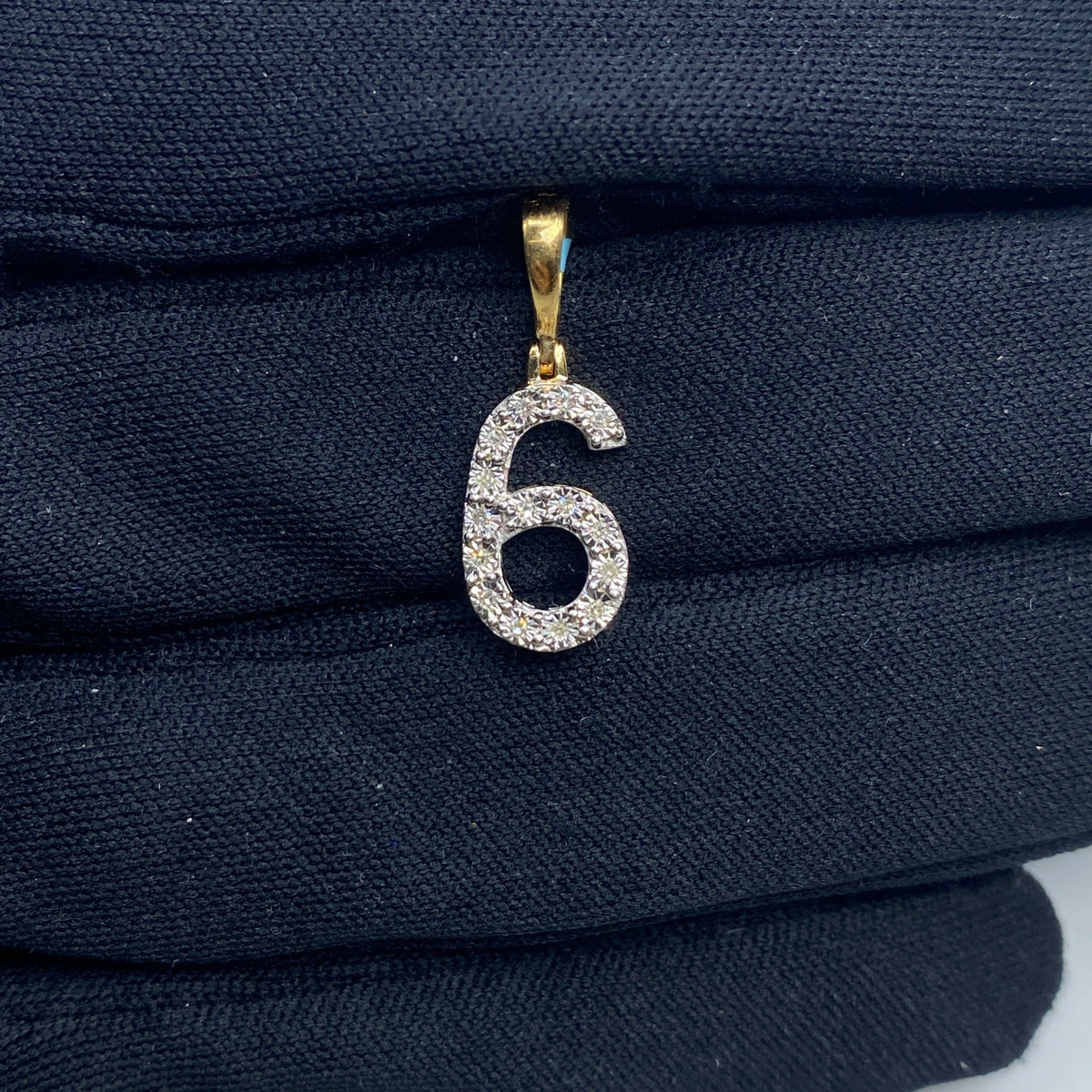 14K Gold Number 6 Diamond Pendant - additional product view 2