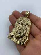 14K Gold Jesus Head Pendant 2.75 in - additional product view 5