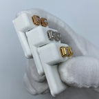 14K Gold Large Rectangle Halo Diamond Baguette Earrings - additional product view 7