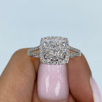 14K Gold Circle Square Halo Diamond Ring - additional product view 4