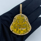14K Gold Buddha Diamond Pendant in yellow gold - close-up product photo
