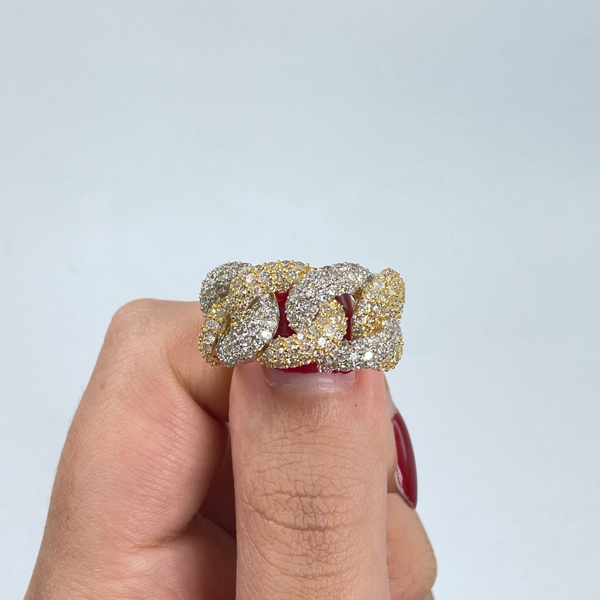 14K Gold Two-Tone Cuban Link Diamond Ring - additional product view 7