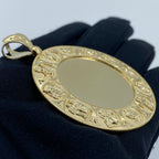 14K Gold Jesus Save Us Circle Picture Photo CZ Pendant - additional product view 3