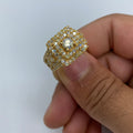 14K Gold Square Engagement Diamond Ring in yellow gold - close-up product photo