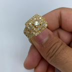 14K Gold Square Engagement Diamond Ring in yellow gold - close-up product photo