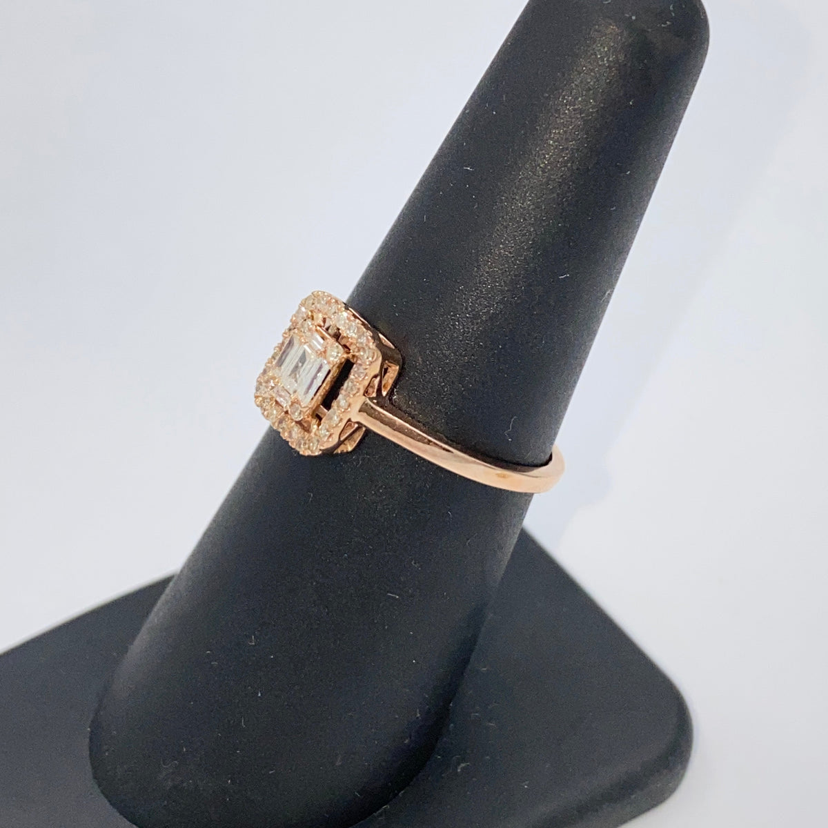 14K Gold Palace Square Halo Diamond Baguette Engagement Ring - additional product view 11