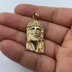 14K Gold Jesus Head Pendant 1.6 in - additional product view 3