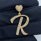 14K Gold Initial R Script Heart Diamond Pendant - additional product view 2