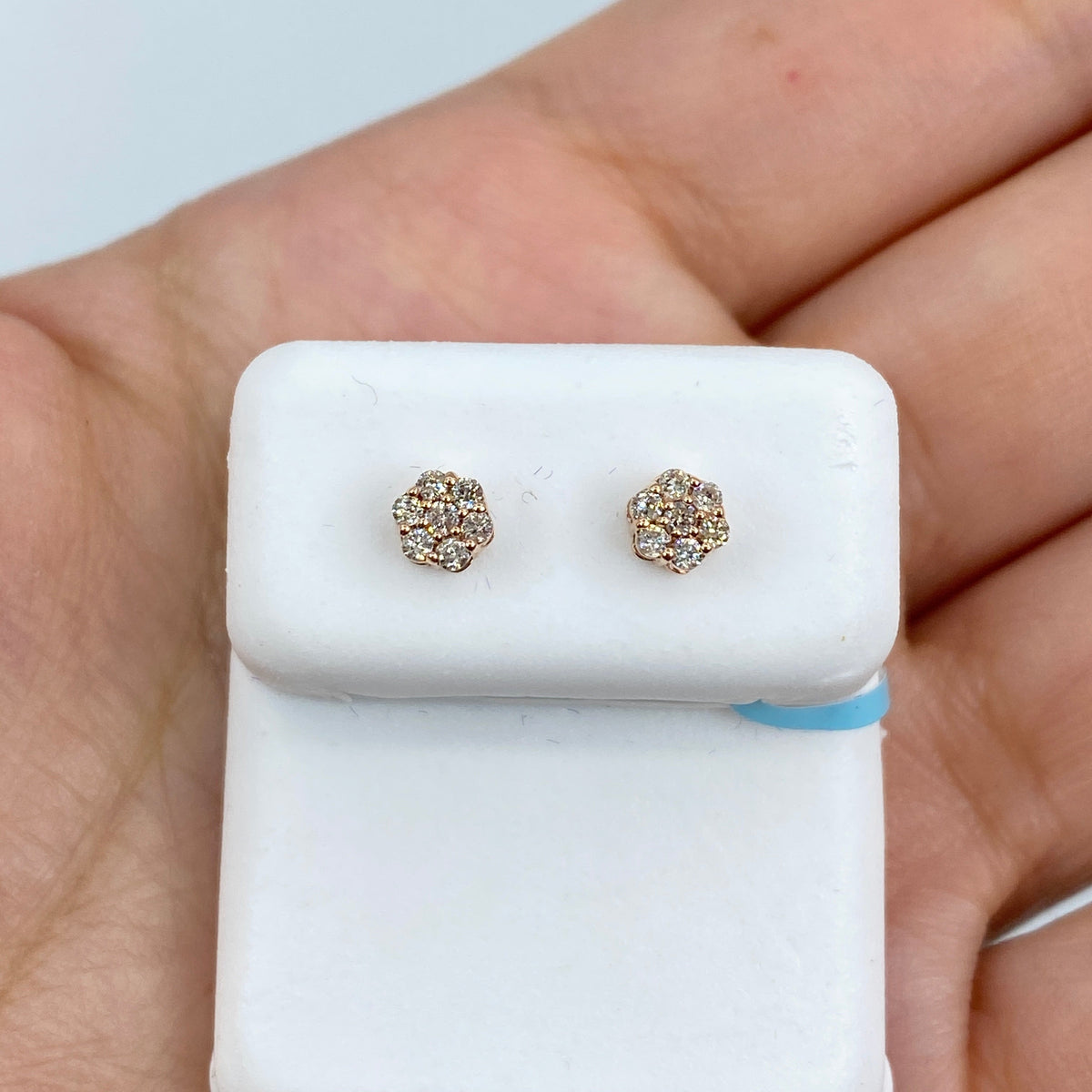 14K Gold Flower Diamond Earrings - additional product view 8