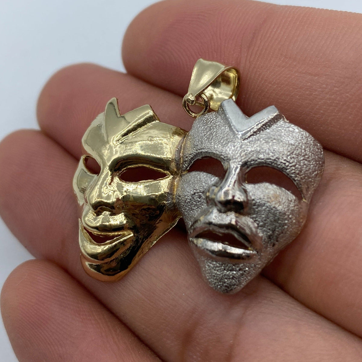10K Gold Laugh Now Cry Later Pendant 1.4 in - additional product view 3