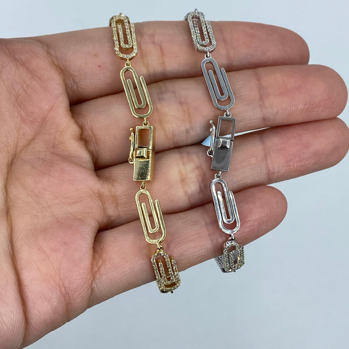14K Gold Paperclip Link Diamond Bracelet 7 in - additional product view 3