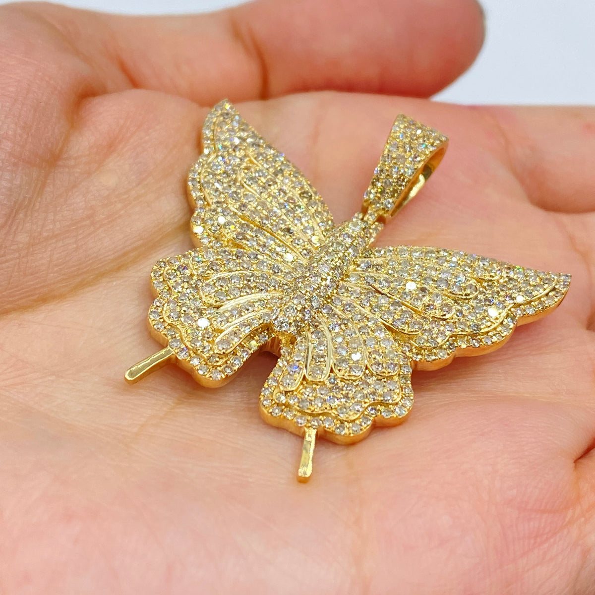 14K Gold Jumbo Butterfly Diamond Pendant - additional product view 3