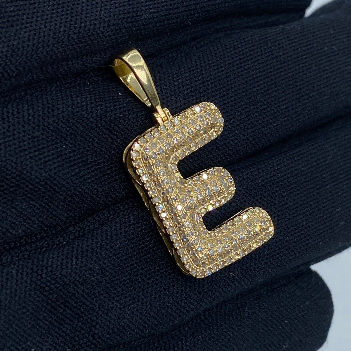 Initial E Bubble Diamond Pendant - additional product view 3