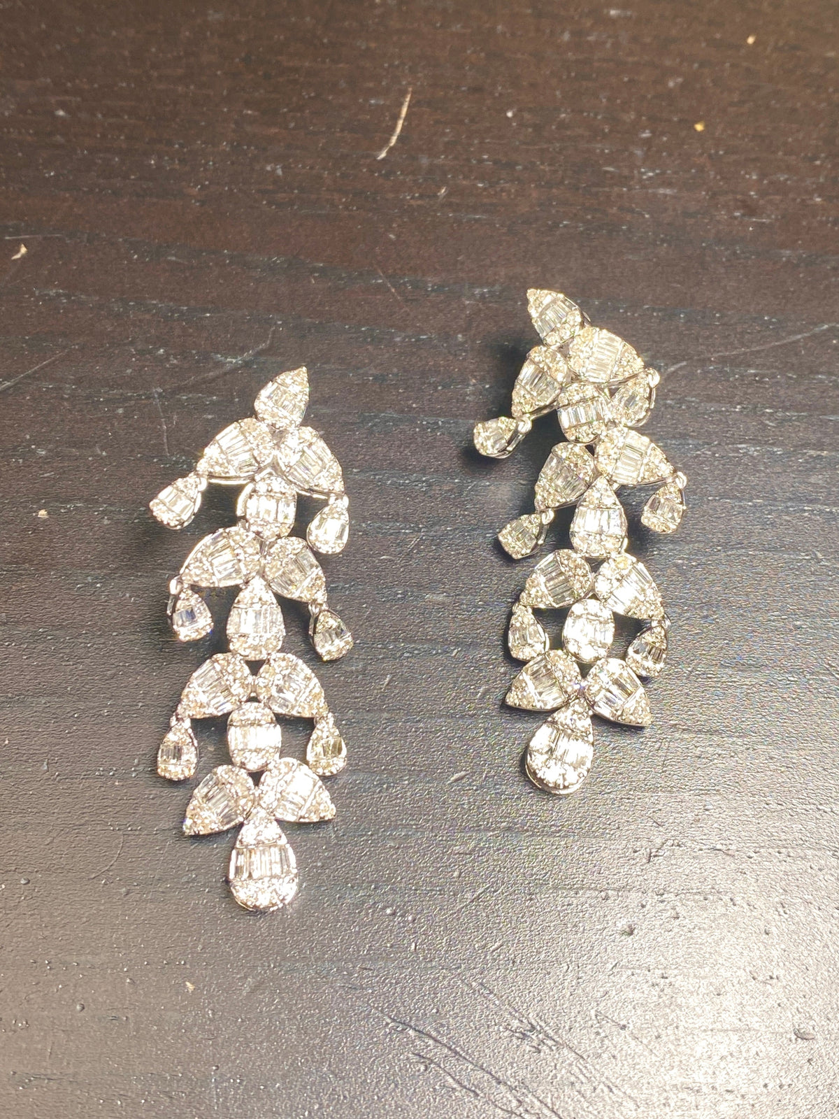 14K Gold Bridal Teardrop Hanging Diamond Earrings - additional product view 3