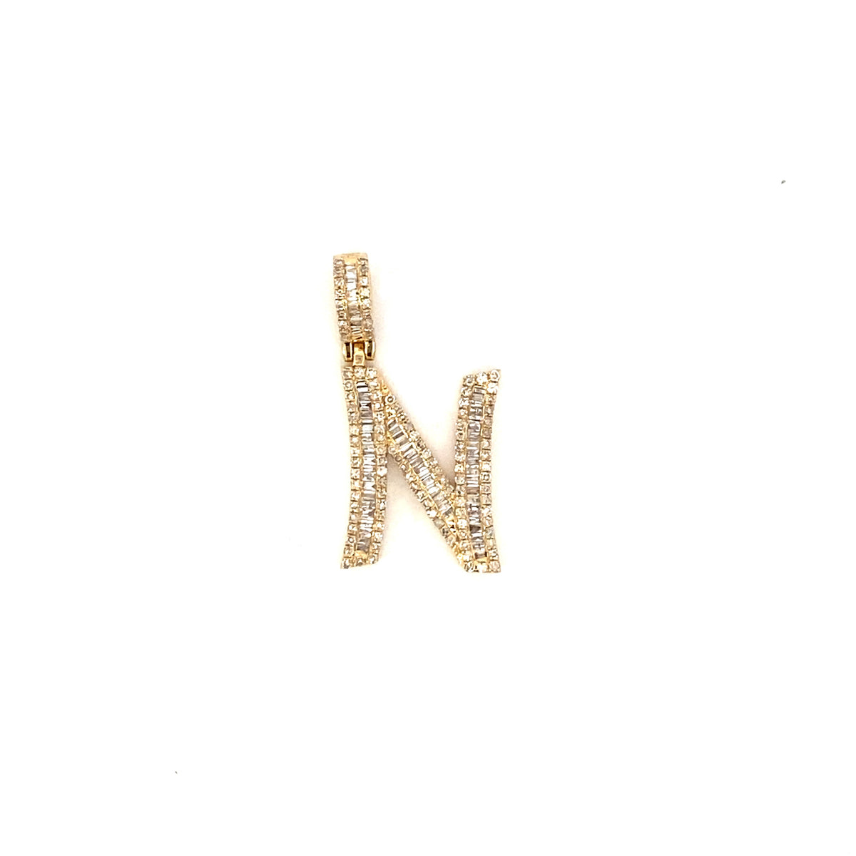 14K Gold Bamboo Initial Letter Diamond Baguette Pendants Full Collection - additional product view 58