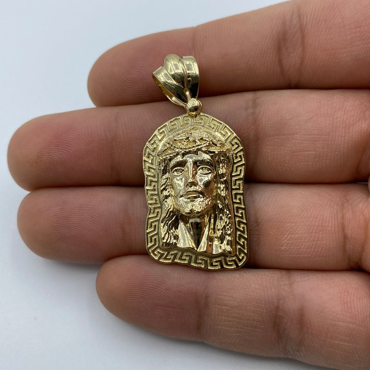 14K Gold Jesus Head Medallion Pendant 1.75 in - additional product view 3