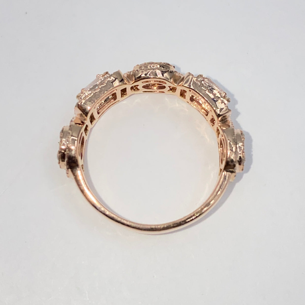14K Gold Circle Square Diamond Baguette Ring - additional product view 6