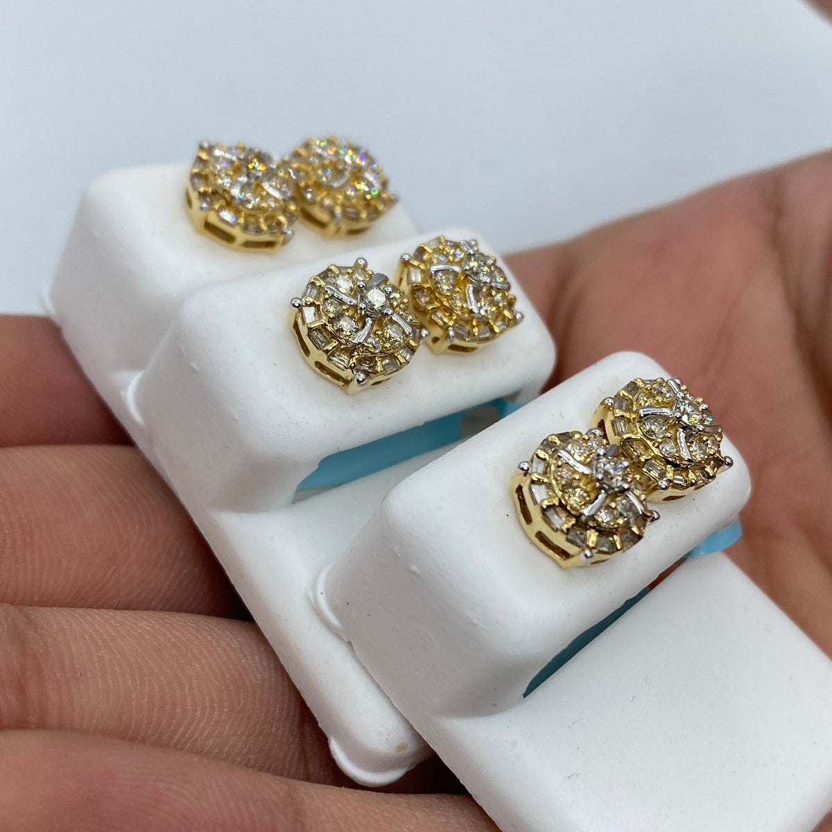 14K Gold Circle Spiral Diamond Baguette Earrings - additional product view 5