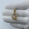 14K Gold Initial Q Diamond Baguette Pendant in yellow gold, Small - close-up product photo