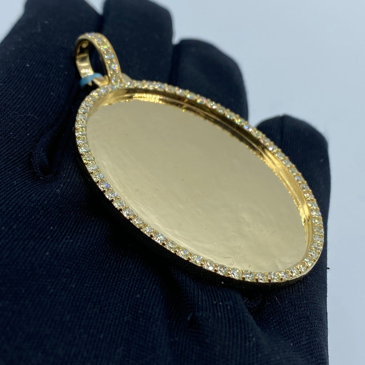 14K Gold Oval Diamond Picture Photo Pendant - additional product view 3