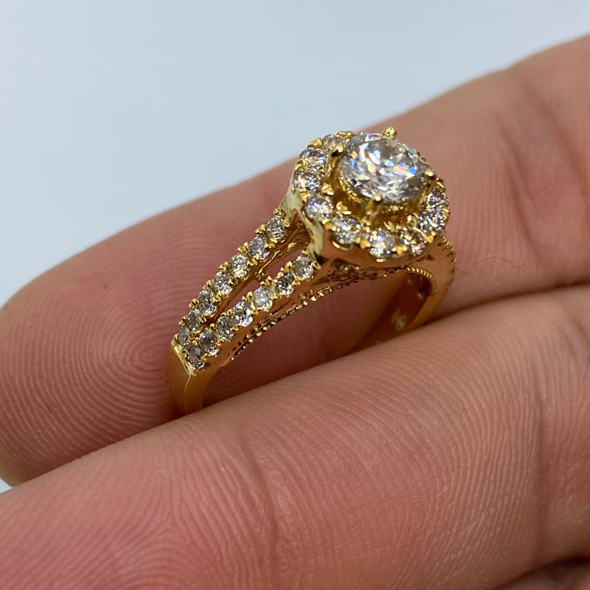 14K Gold Large Stone Diamond Engagement Ring - additional product view 3