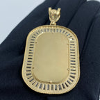 14K Gold Rounded Rectangle Picture Photo CZ Pendant - additional product view 4