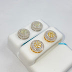 14K Gold Jumbo Circle Flower Halo Diamond Baguette Earrings - additional product view 3