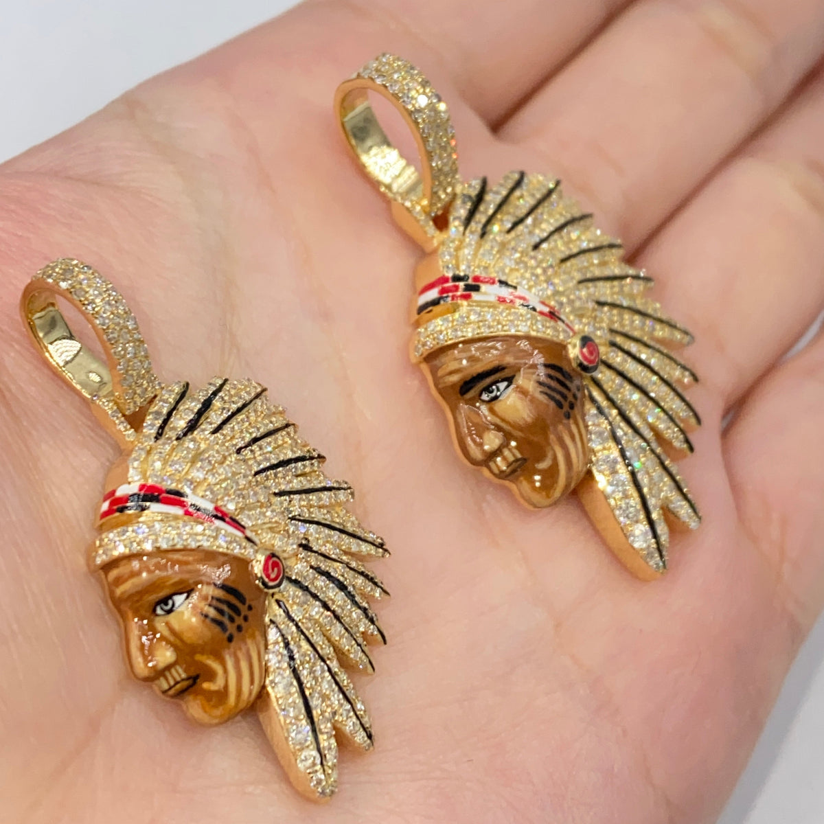 14K Gold Indian Head Diamond Pendant - additional product view 3
