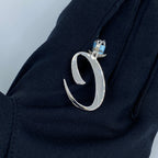 14K Gold Initial C Script Heart Diamond Pendant - additional product view 8