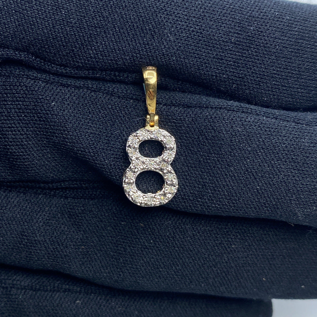 14K Gold Number 8 Diamond Pendant - additional product view 2